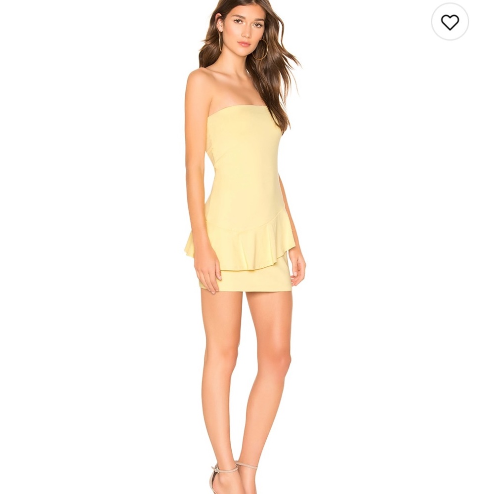 Strapless Cross Ruffle Dress in Custard